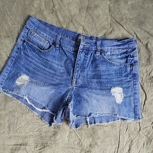 New York & Company Distressed Blue Jean Shorts